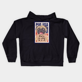 Pug Born in the USA Kids Hoodie